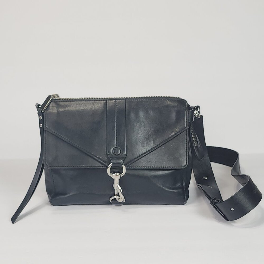Rebecca Minkoff Black Genuine Leather Crossbody Purse Adjustable Strap